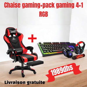 Chaise gaming avec repose pieds et masseur cabel USB